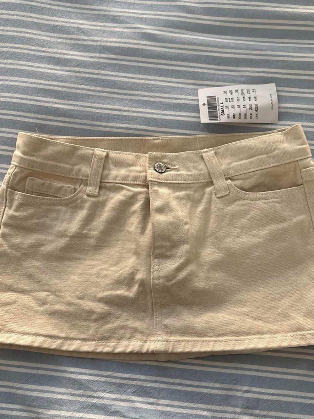 Brandy Melville Cream Denim Mini Skirt